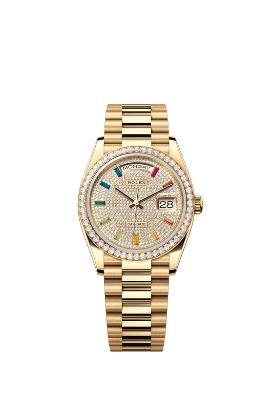 Rolex Day-Date 36 36 mm Diamond-Paved Dial 18k Yellow Gold President Bracelet m128348rbr-0030