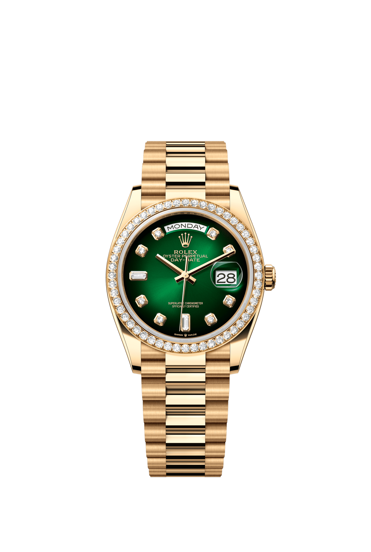 Rolex Day-Date 36 36 mm Green Ombré Set With Diamonds Dial 18k Yellow Gold President Bracelet m128348rbr-0035