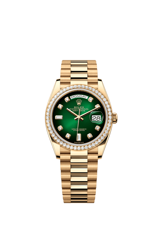 Rolex Day-Date 36 36 mm Green Ombré Set With Diamonds Dial 18k Yellow Gold President Bracelet m128348rbr-0035