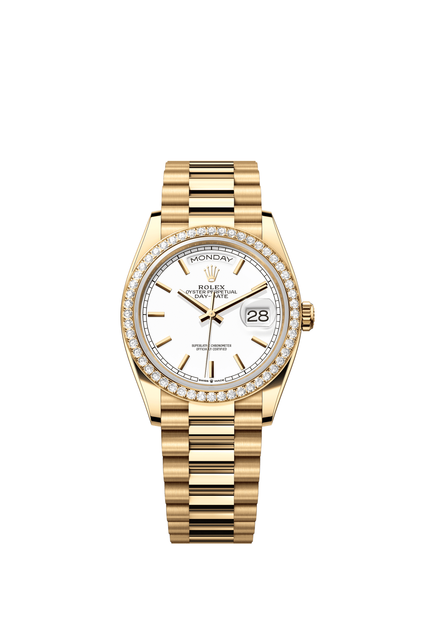 Rolex Day-Date 36 36 mm White Dial 18k Yellow Gold President Bracelet m128348rbr-0047