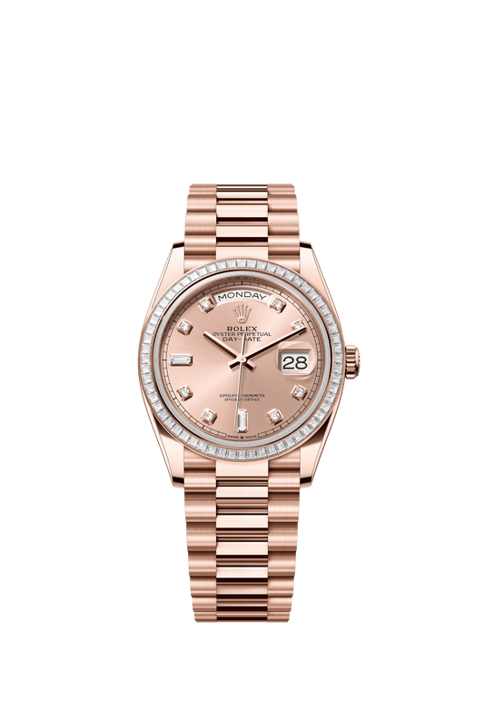 Rolex Day-Date 36 36 mm Rosé-Colour Set With Diamonds Dial 18 kt Everose Gold President Bracelet m128395tbr-0002