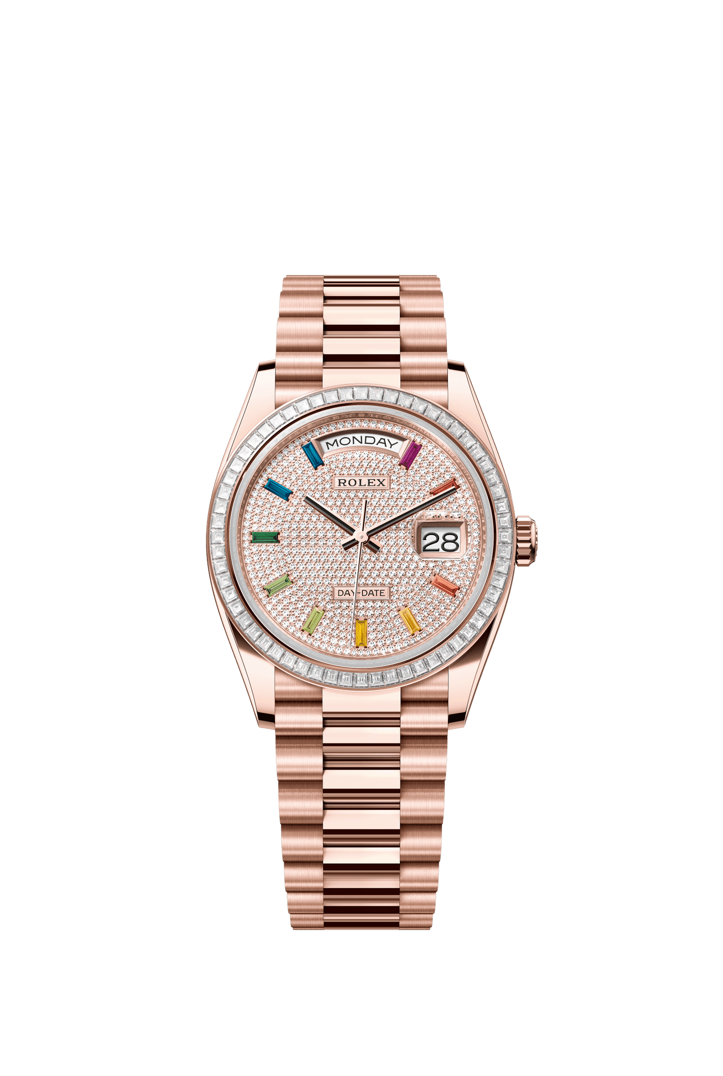 Rolex Day-Date 36 36 mm Diamond-Paved Dial 18 kt Everose Gold President Bracelet m128395tbr-0008