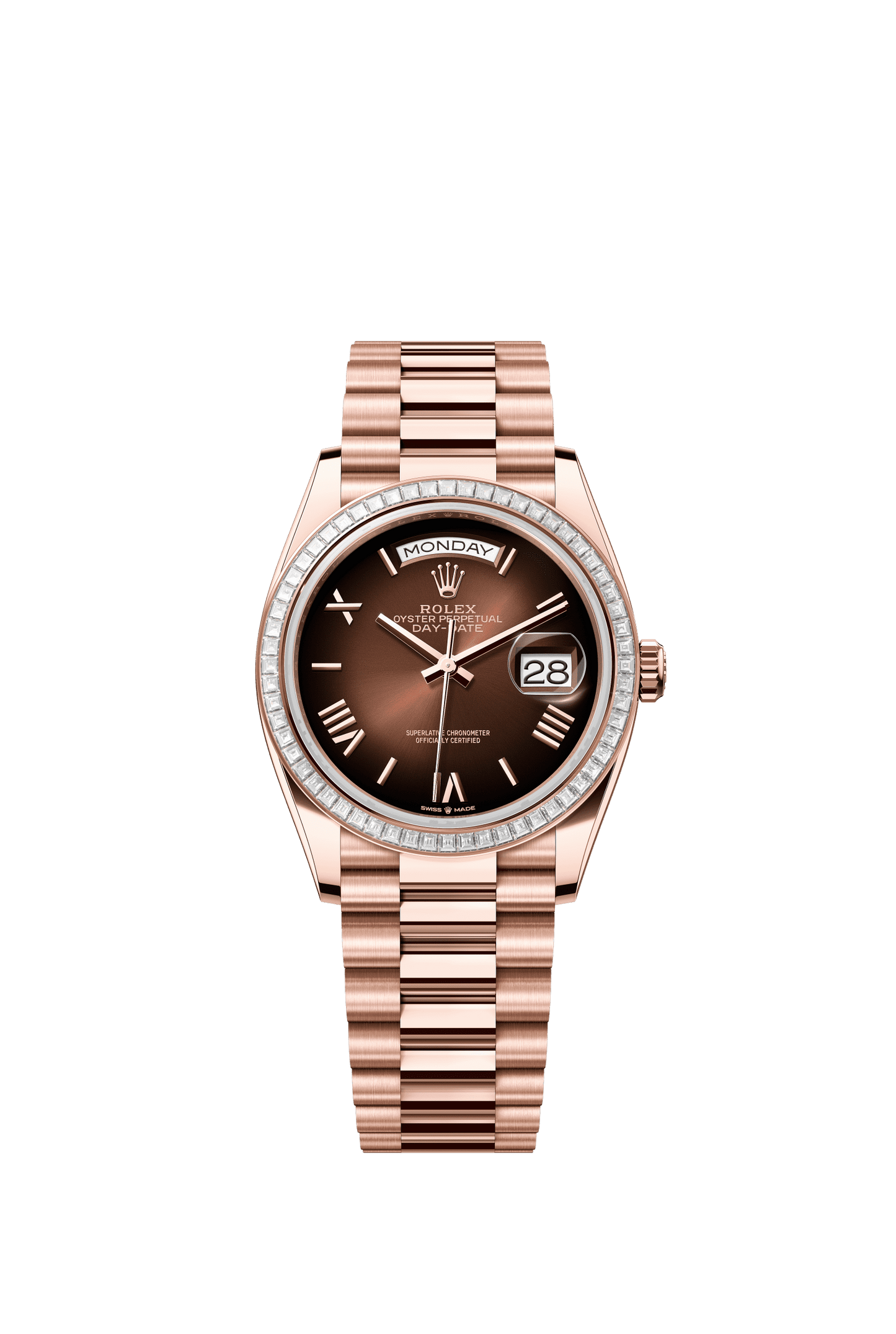 Rolex Day-Date 36 36 mm Brown Ombré Dial with Diamonds 18 kt Everose Gold President Bracelet m128395tbr-0024