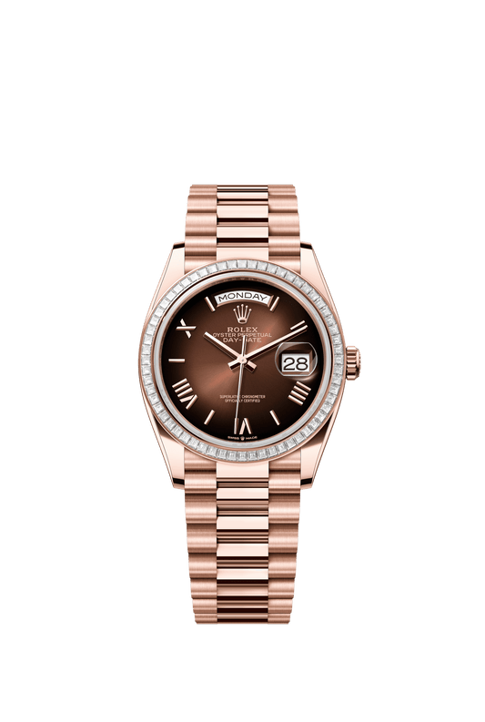 Rolex Day-Date 36 36 mm Brown Ombré Dial with Diamonds 18 kt Everose Gold President Bracelet m128395tbr-0024