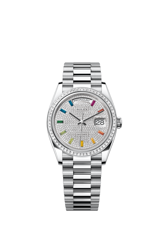 Rolex Day-Date 36 36 mm Diamond-Paved Dial Platinum President Bracelet m128396tbr-0006