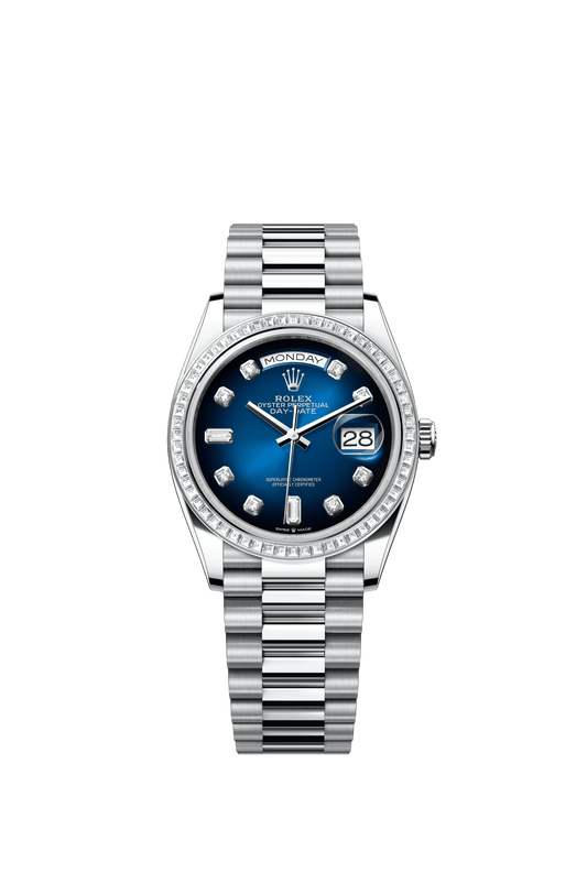 Rolex Day-Date 36 36 mm Blue Ombré Set With Diamonds Dial Platinum President Bracelet m128396tbr-0008