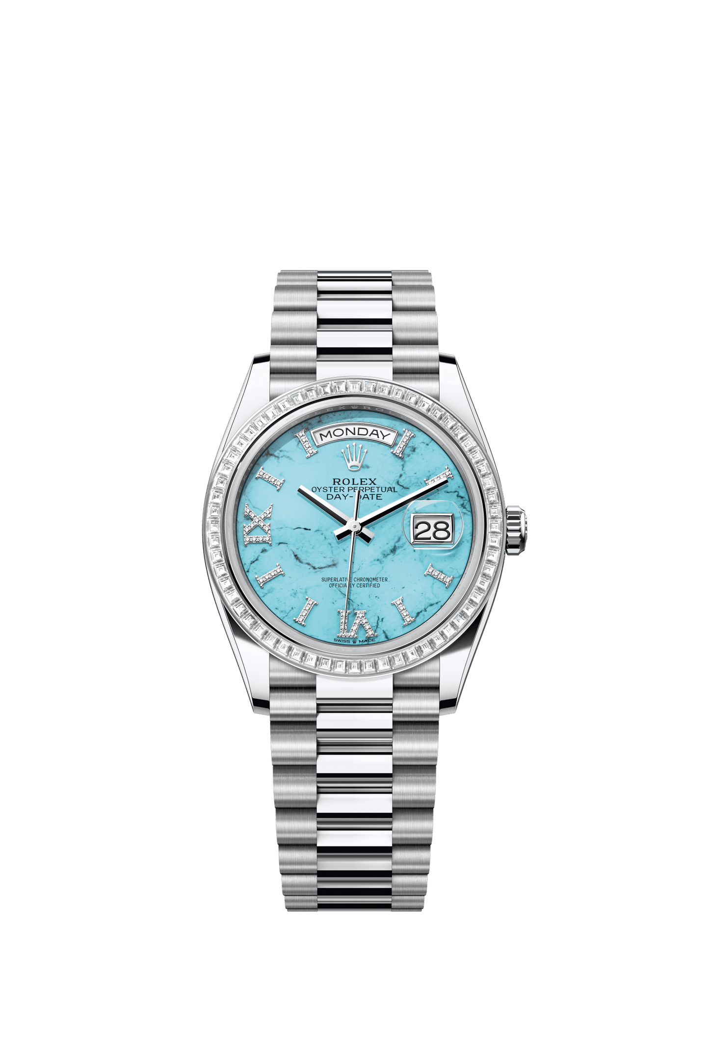 Rolex Day-Date 36 36 mm Turquoise Set With Diamonds Dial Platinum President Bracelet m128396tbr-0016