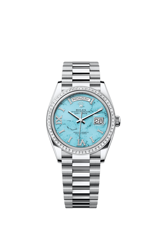 Rolex Day-Date 36 36 mm Turquoise Set With Diamonds Dial Platinum President Bracelet m128396tbr-0016