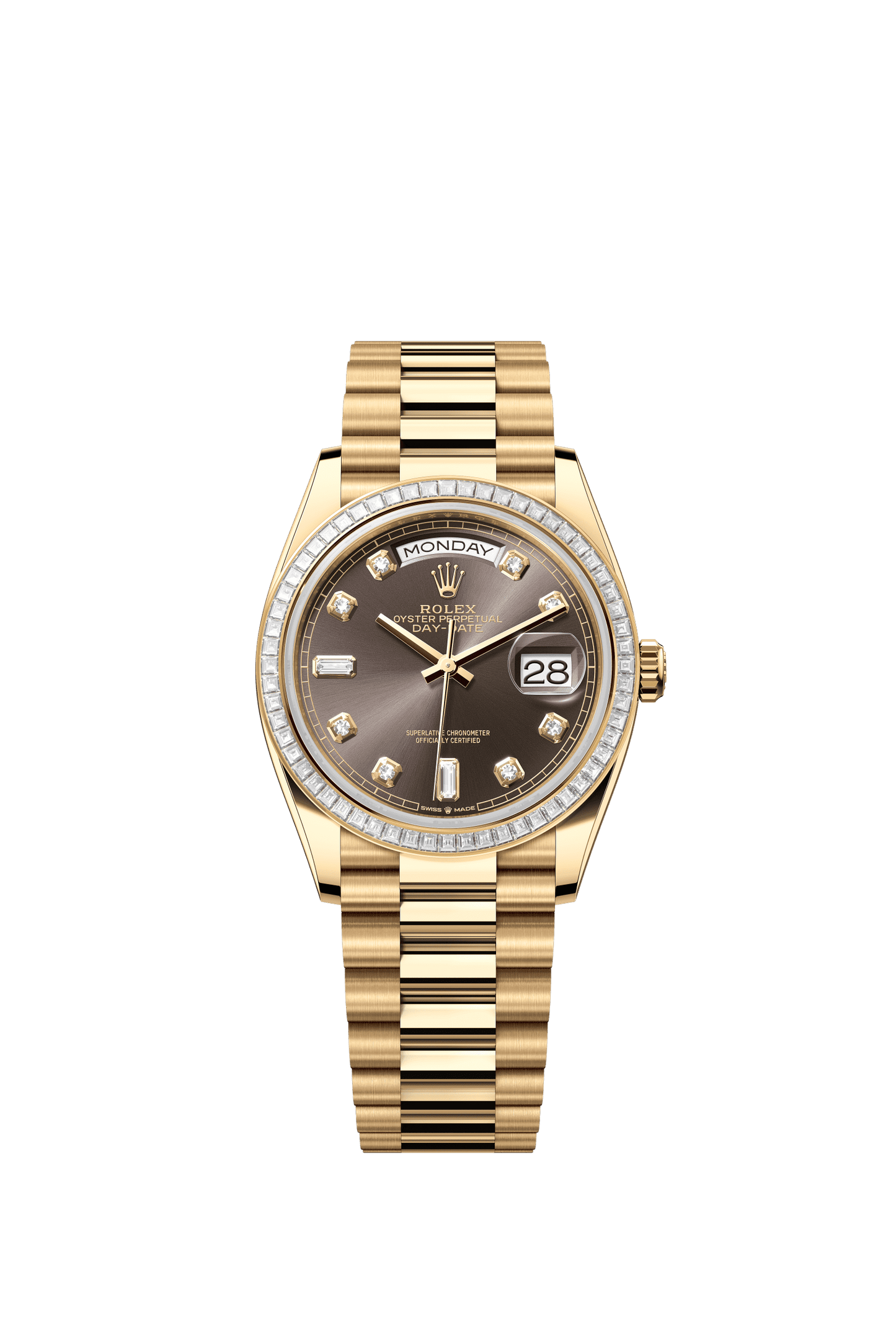 Rolex Day-Date 36 36 mm Dark Grey Set With Diamonds Dial 18k Yellow Gold President Bracelet m128398tbr-0006