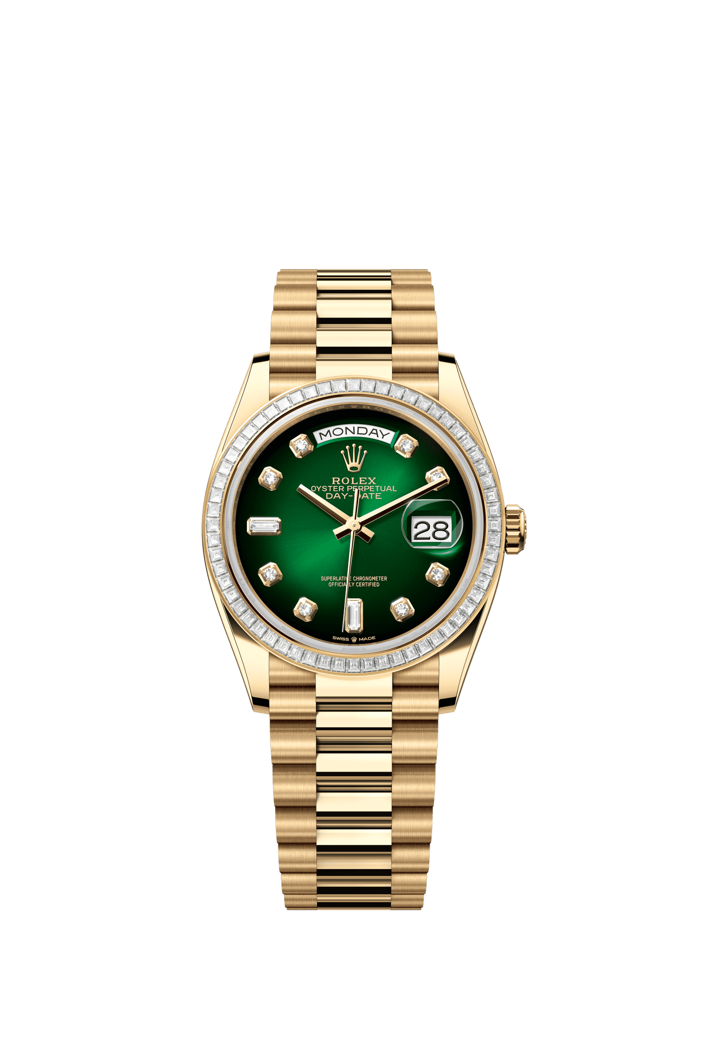 Rolex Day-Date 36 36 mm Green Ombré Set With Diamonds Dial 18k Yellow Gold President Bracelet m128398tbr-0008