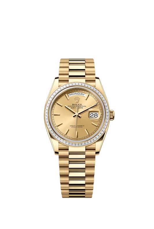 Rolex Day-Date 36 36 mm Champagne-Colour Dial with Diamonds 18k Yellow Gold President Bracelet m128398tbr-0010