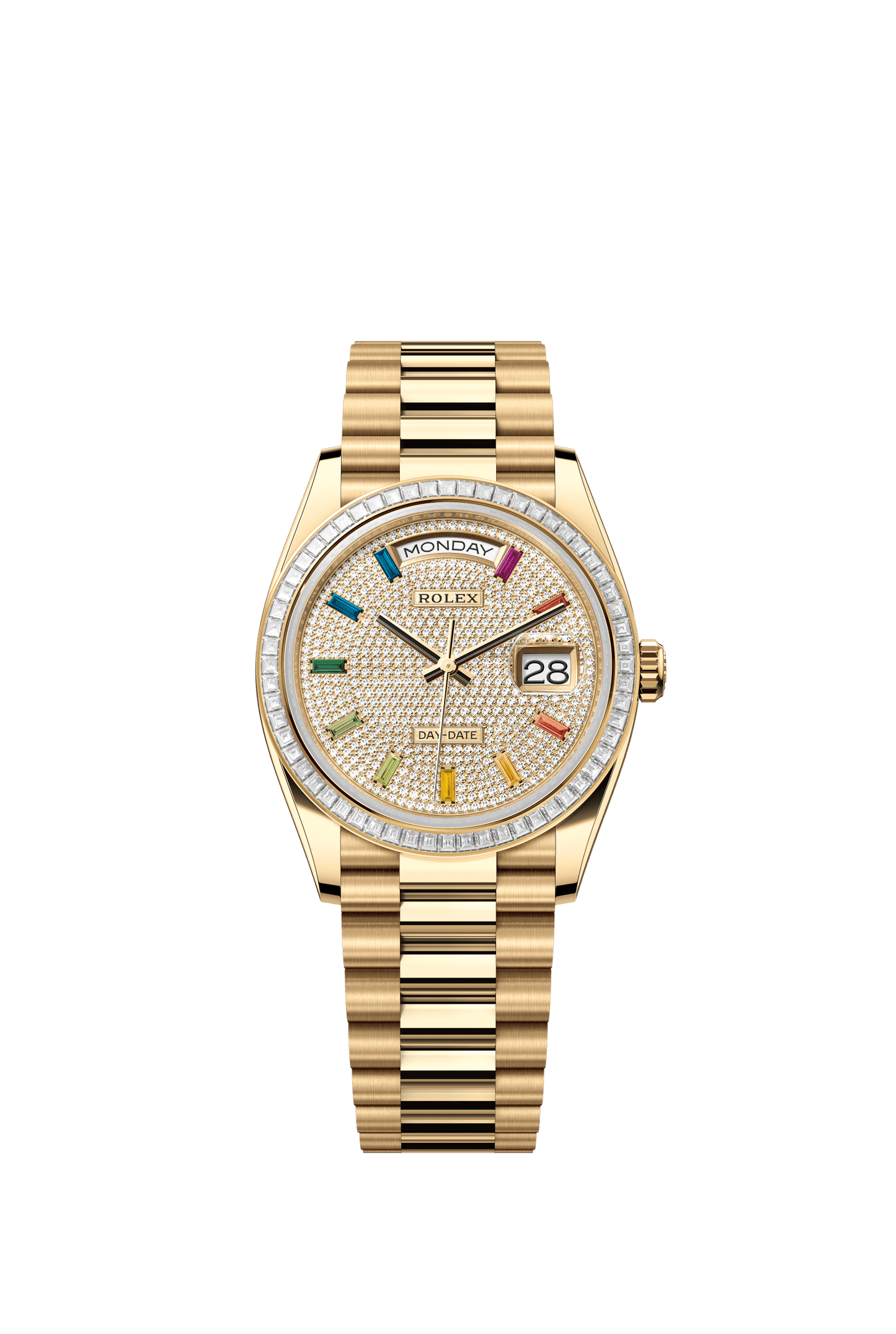 Rolex Day-Date 36 36 mm Diamond-Paved Dial 18k Yellow Gold President Bracelet m128398tbr-0012