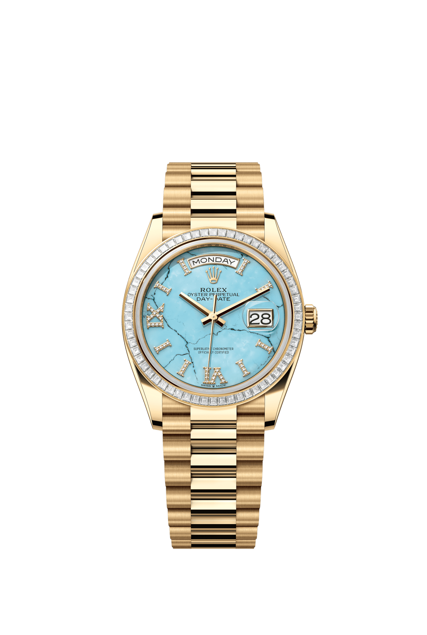 Rolex Day-Date 36 36 mm Turquoise Set With Diamonds Dial 18k Yellow Gold President Bracelet m128398tbr-0014