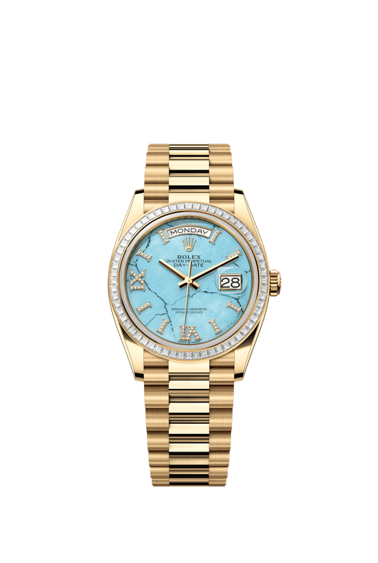 Rolex Day-Date 36 36 mm Turquoise Set With Diamonds Dial 18k Yellow Gold President Bracelet m128398tbr-0014