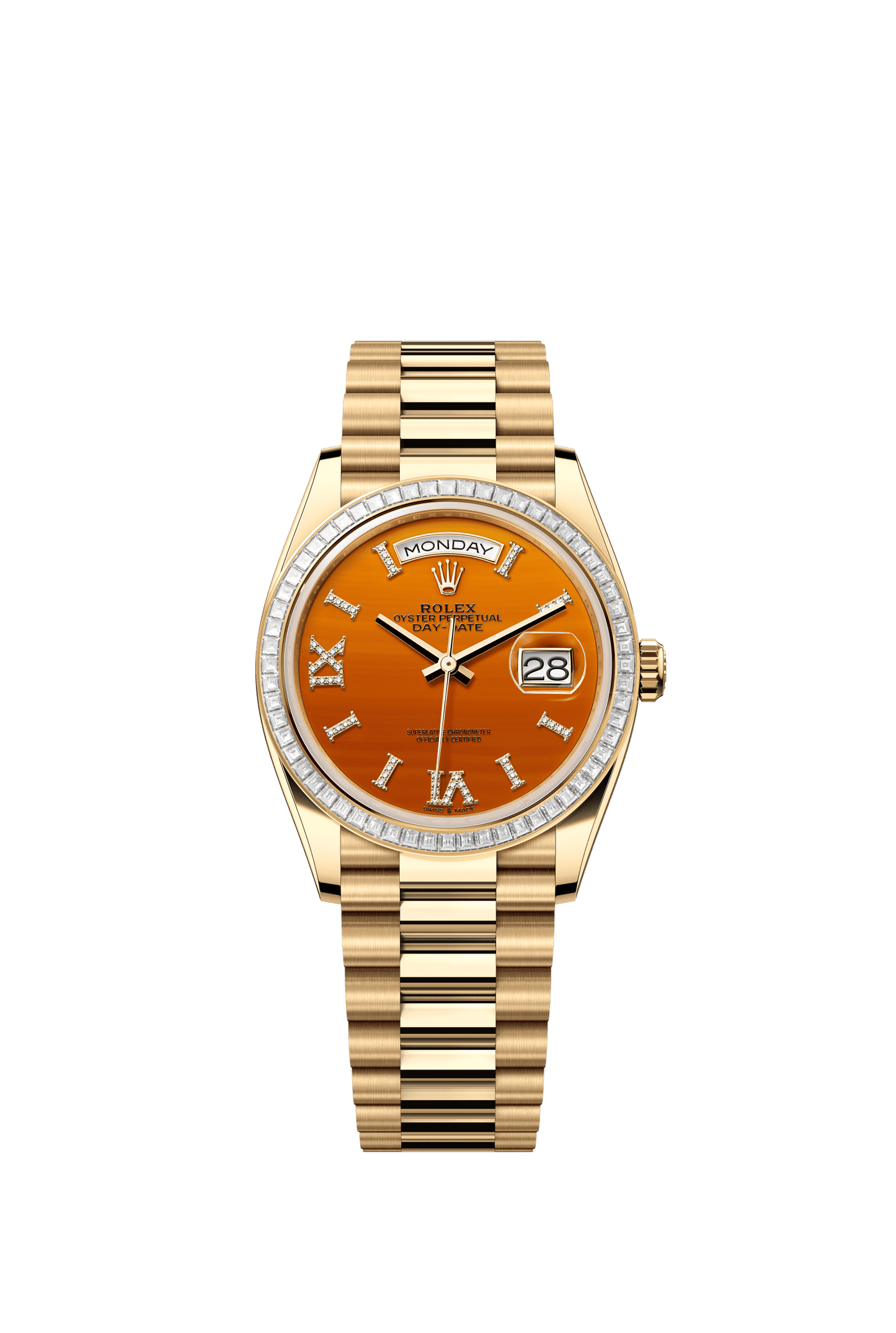 Rolex Day-Date 36 36 mm Carnelian Set With Diamonds Dial 18k Yellow Gold President Bracelet m128398tbr-0018