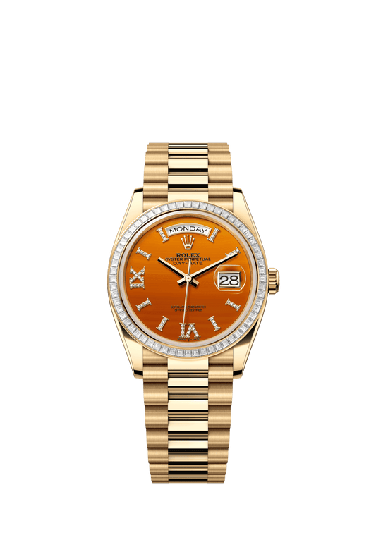 Rolex Day-Date 36 36 mm Carnelian Set With Diamonds Dial 18k Yellow Gold President Bracelet m128398tbr-0018