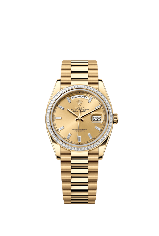 Rolex Day-Date 36 36 mm Champagne-Colour Set With Diamonds Dial 18k Yellow Gold President Bracelet m128398tbr-0037