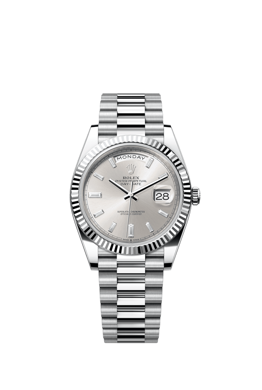 Rolex Day-Date 40 40 mm Silver Set With Diamonds Dial Platinum President Bracelet m228236-0002