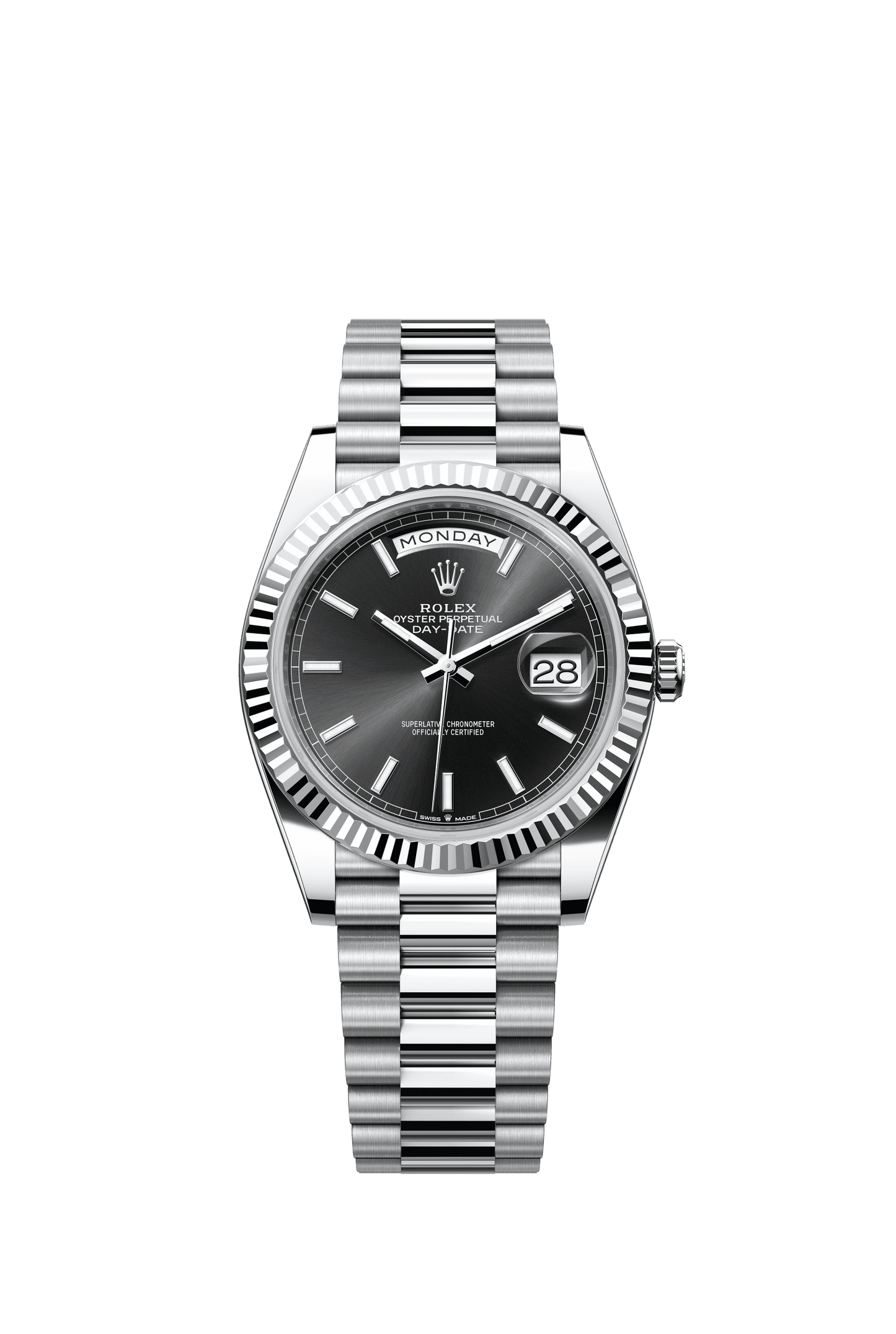 Rolex Day-Date 40 40 mm Bright Black Dial Platinum President Bracelet m228236-0003