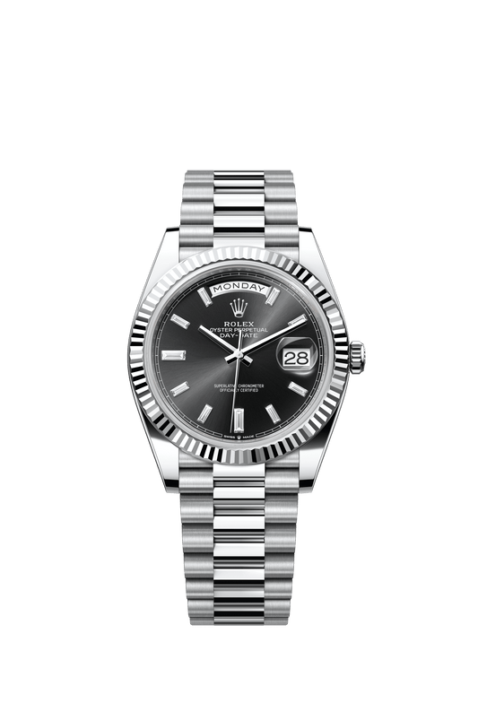 Rolex Day-Date 40 40 mm Bright Black Set With Diamonds Dial Platinum President Bracelet m228236-0004