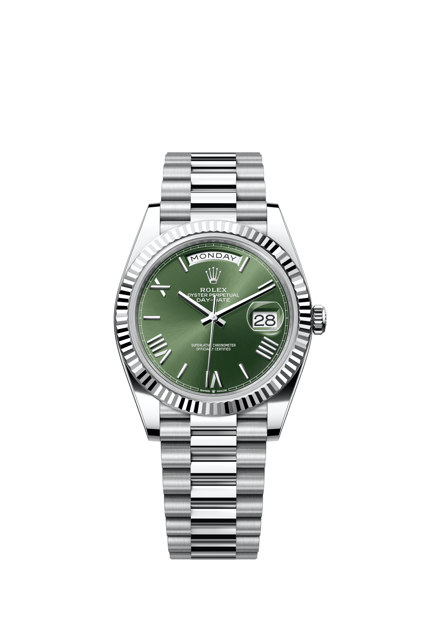 Rolex Day-Date 40 40 mm Olive Green Dial Platinum President Bracelet m228236-0008