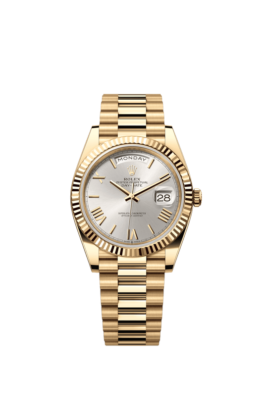 Rolex Day-Date 40 40 mm Silver Dial 18k Yellow Gold President Bracelet m228238-0002