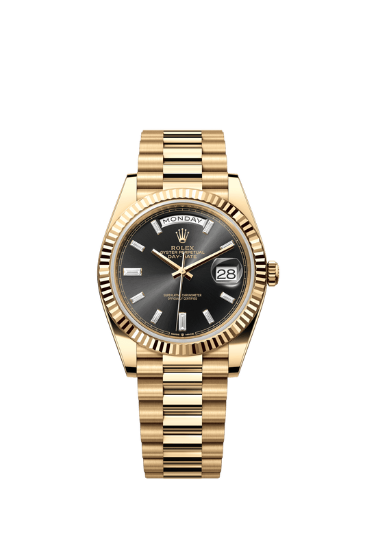 Rolex Day-Date 40 40 mm Bright Black Set With Diamonds Dial 18k Yellow Gold President Bracelet m228238-0004