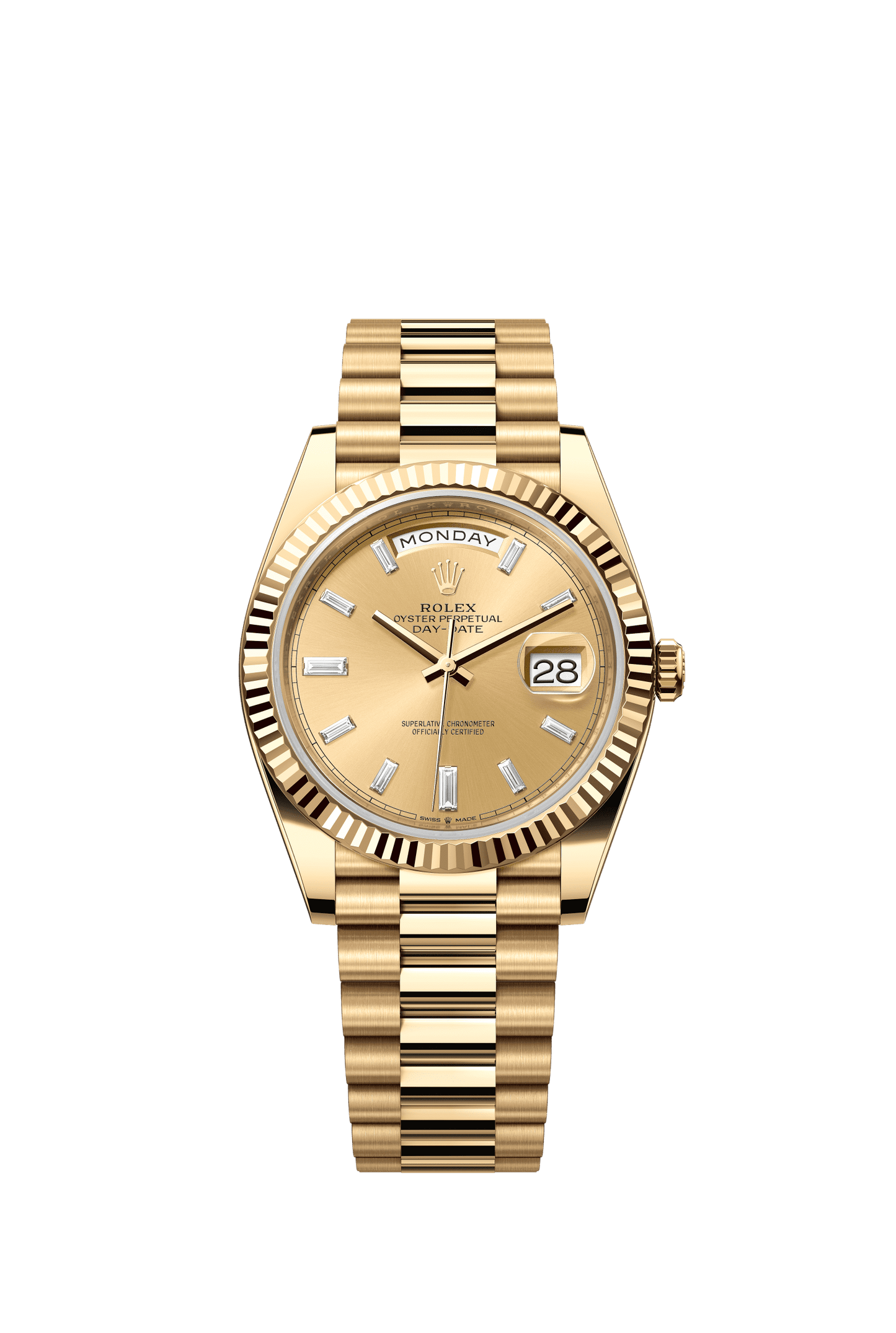 Rolex Day-Date 40 40 mm Champagne-Colour Set With Diamonds Dial 18k Yellow Gold President Bracelet m228238-0005