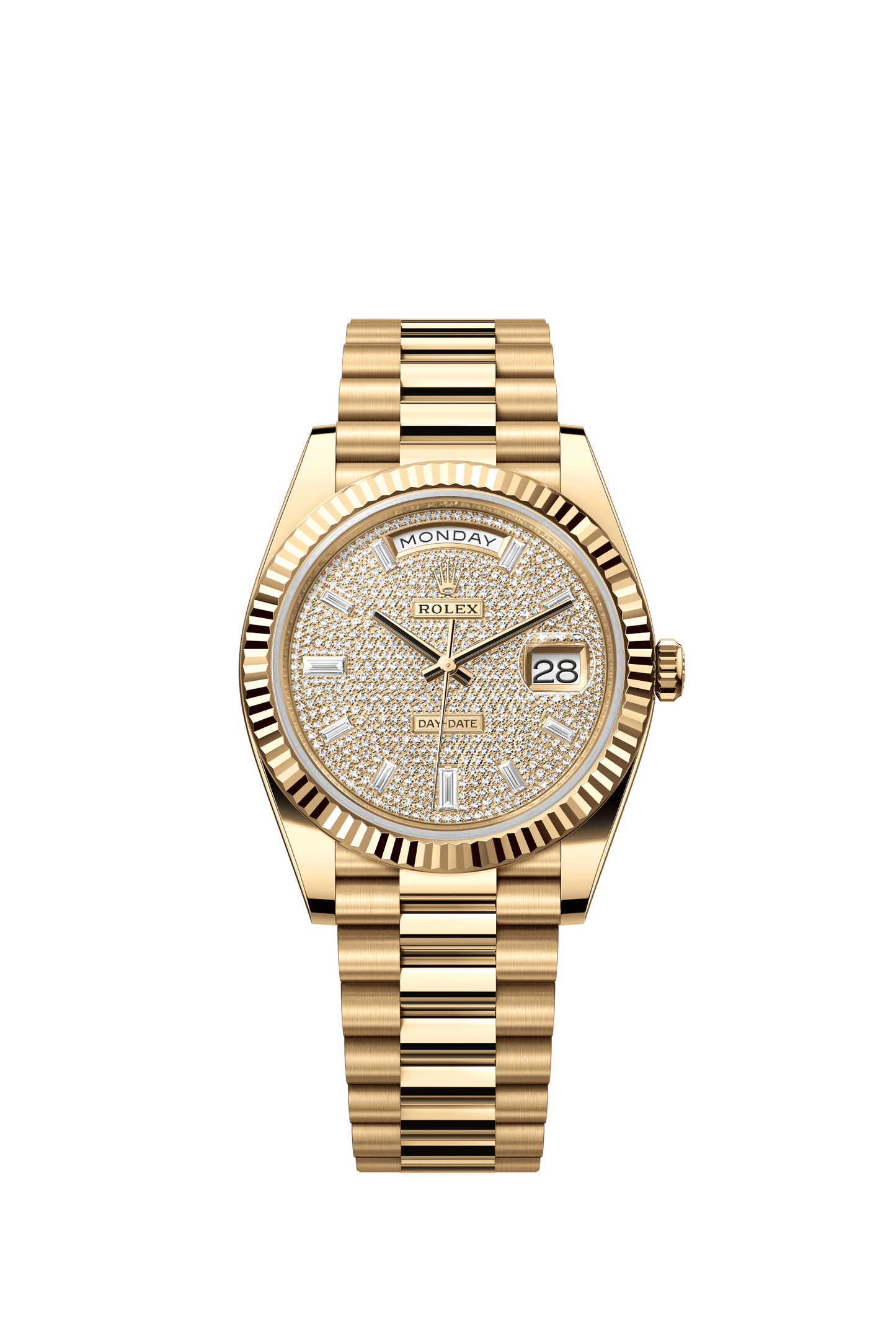 Rolex Day-Date 40 40 mm Diamond-Paved Dial 18k Yellow Gold President Bracelet m228238-0054