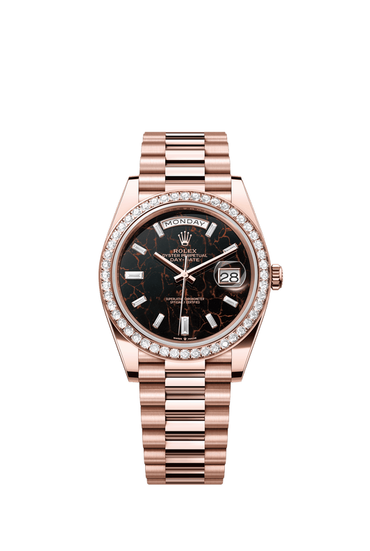 Rolex Oyster 40 mm Eisenkiesel Set With Diamonds Dial 18 kt Everose Gold President, Semi-Circular Three-Piece Links m228345rbr-0016