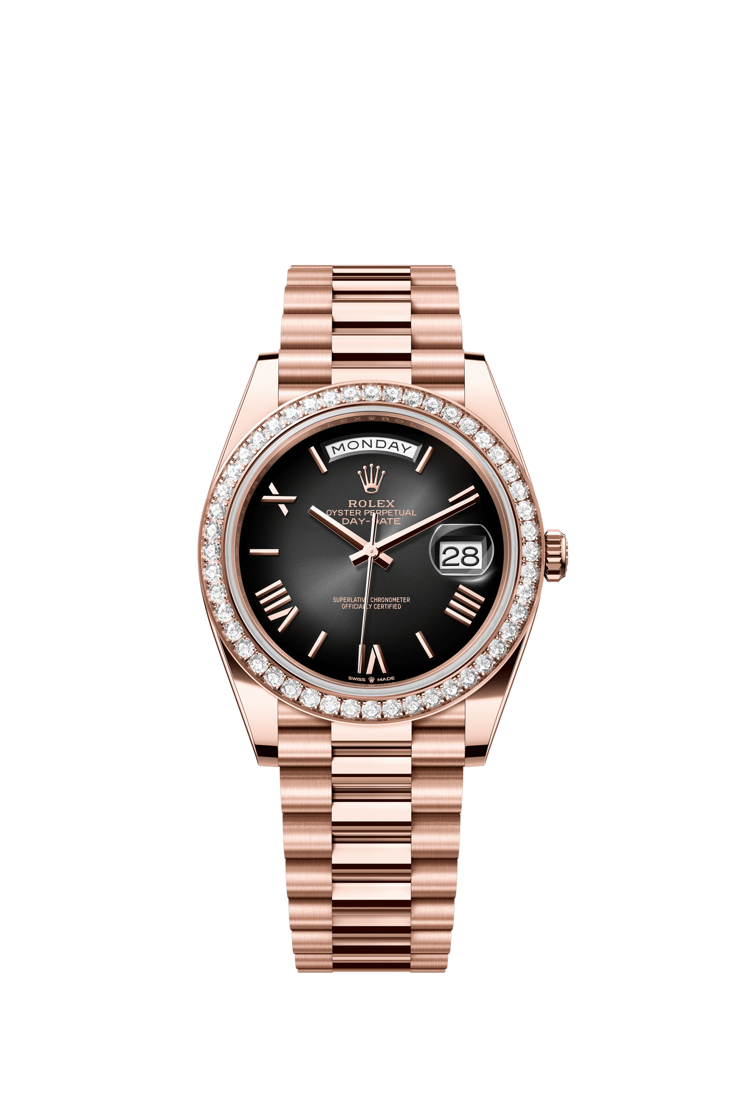 Rolex Oyster 40 mm Slate Ombré Dial 18 kt Everose Gold President, Semi-Circular Three-Piece Links m228345rbr-0025