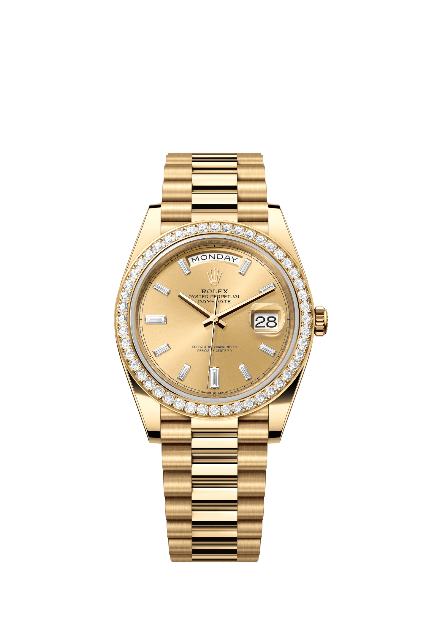 Rolex Day-Date 40 40 mm Champagne-Colour Set With Diamonds Dial 18k Yellow Gold President Bracelet m228348rbr-0002