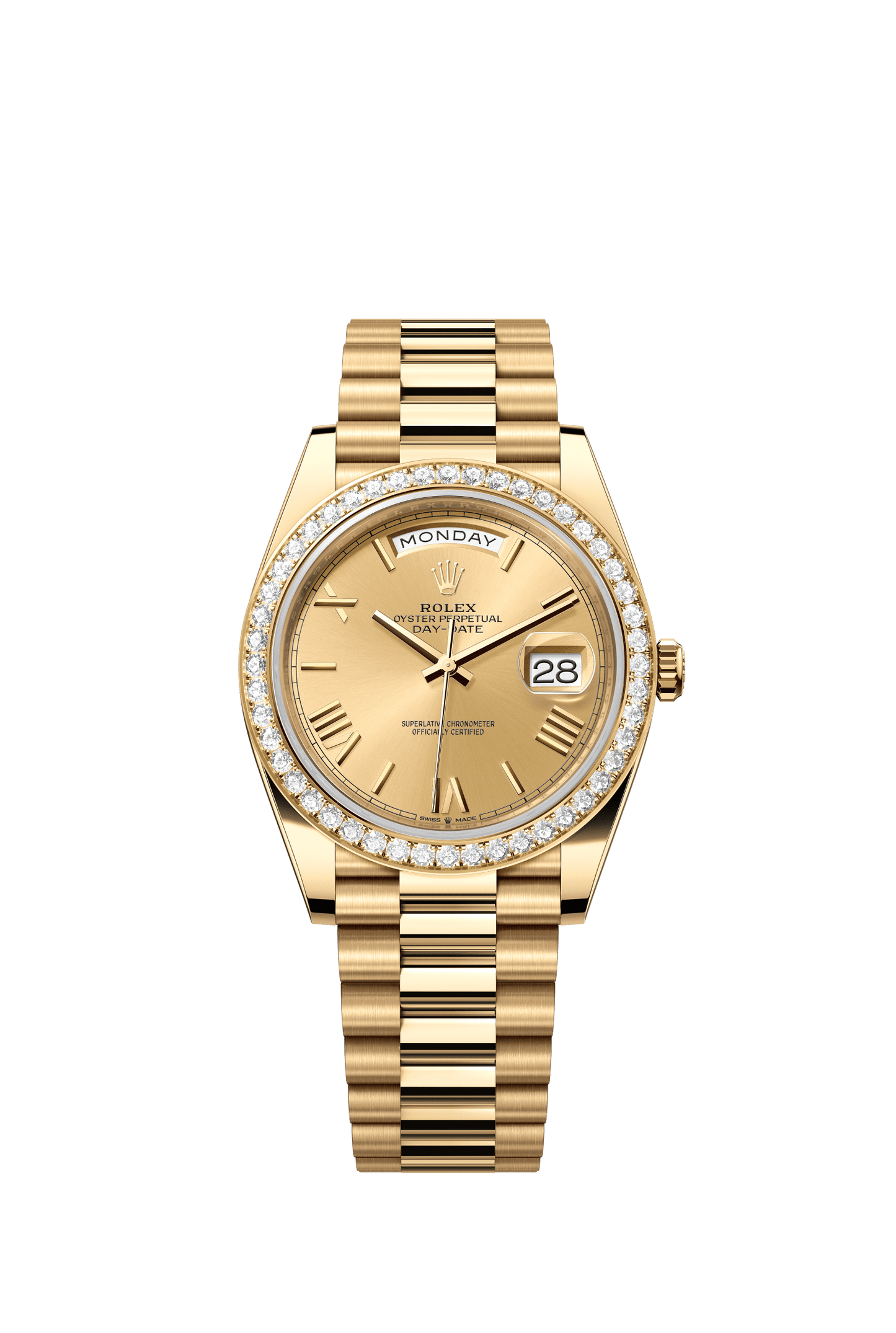 Rolex Day-Date 40 40 mm Champagne-Colour Dial with Diamonds 18k Yellow Gold President Bracelet m228348rbr-0003