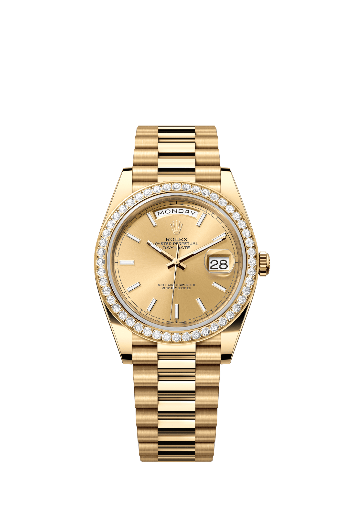 Rolex Day-Date 40 40 mm Champagne-Colour Dial with Diamonds 18k Yellow Gold President Bracelet m228348rbr-0008