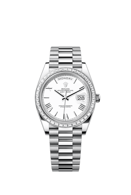 Rolex Day-Date 40 40 mm White Dial with Diamonds Platinum President Bracelet m228396tbr-0018