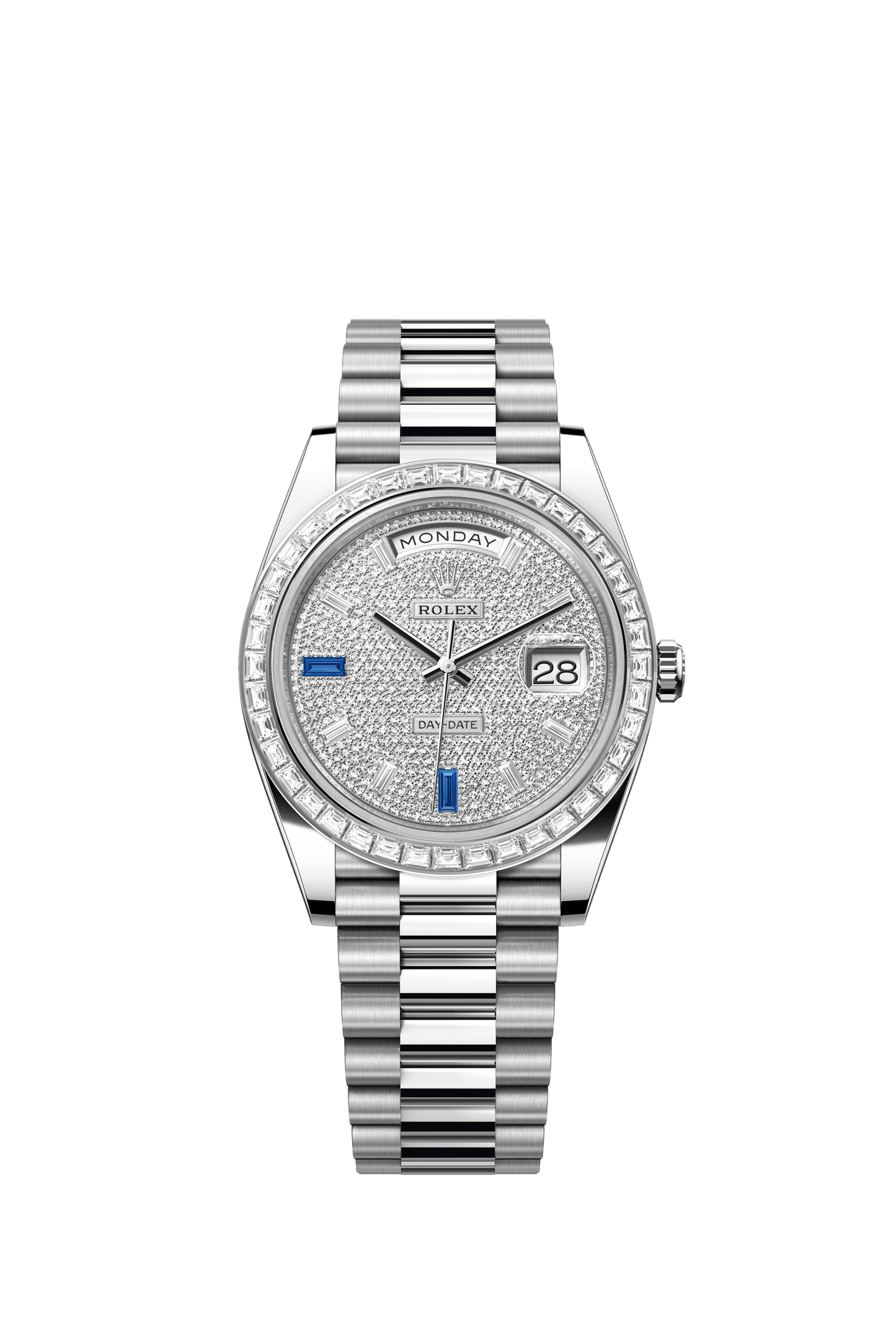 Rolex Day-Date 40 40 mm Paved With Diamonds And Sapphires Dial Platinum President Bracelet m228396tbr-0021