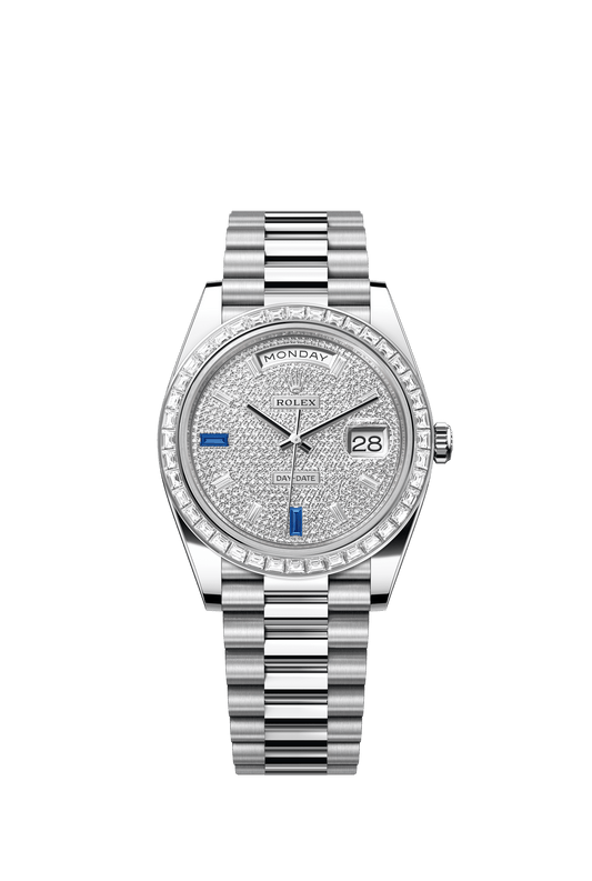 Rolex Day-Date 40 40 mm Paved With Diamonds And Sapphires Dial Platinum President Bracelet m228396tbr-0021