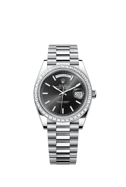 Rolex Day-Date 40 40 mm Bright Black Dial with Diamonds Platinum President Bracelet m228396tbr-0024