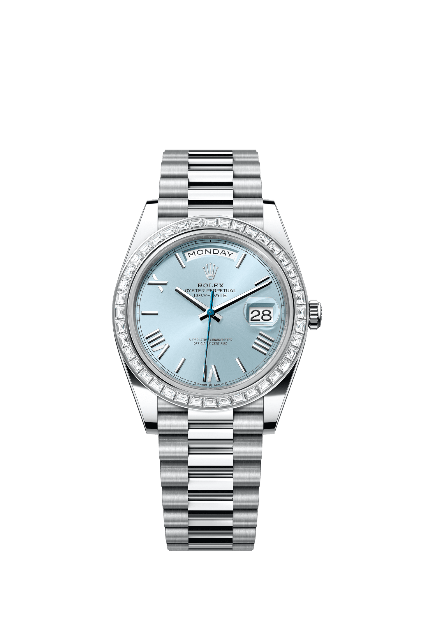 Rolex Day-Date 40 40 mm Ice-Blue Dial with Diamonds Platinum President Bracelet m228396tbr-0030