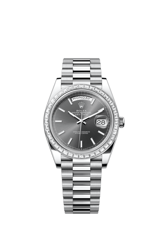 Rolex Day-Date 40 40 mm Slate Dial with Diamonds Platinum President Bracelet m228396tbr-0031