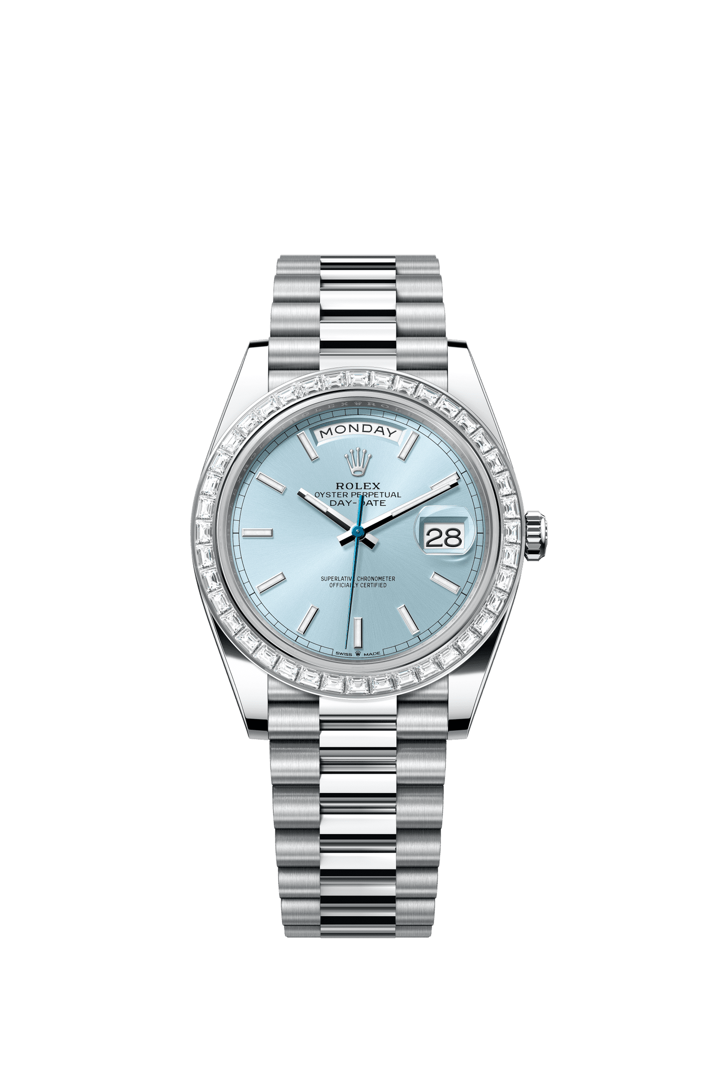 Rolex Day-Date 40 40 mm Ice-Blue Dial with Diamonds Platinum President Bracelet m228396tbr-0039