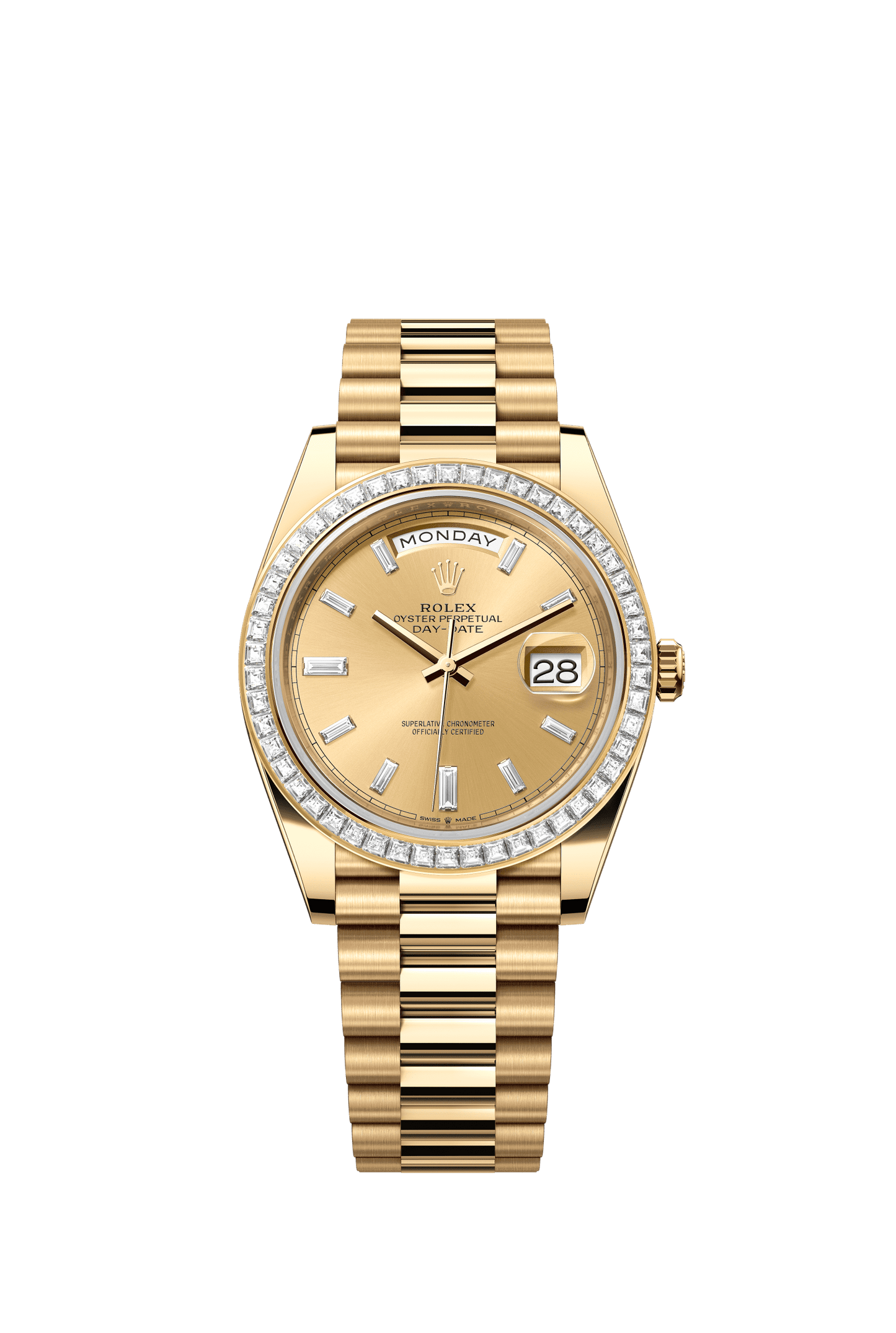 Rolex Day-Date 40 40 mm Champagne-Colour Set With Diamonds Dial 18k Yellow Gold President Bracelet m228398tbr-0002