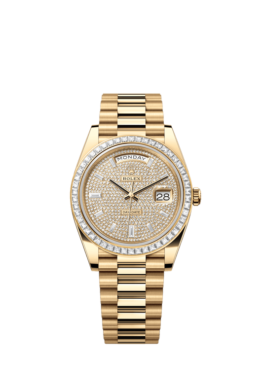 Rolex Day-Date 40 40 mm Diamond-Paved Dial 18k Yellow Gold President Bracelet m228398tbr-0036