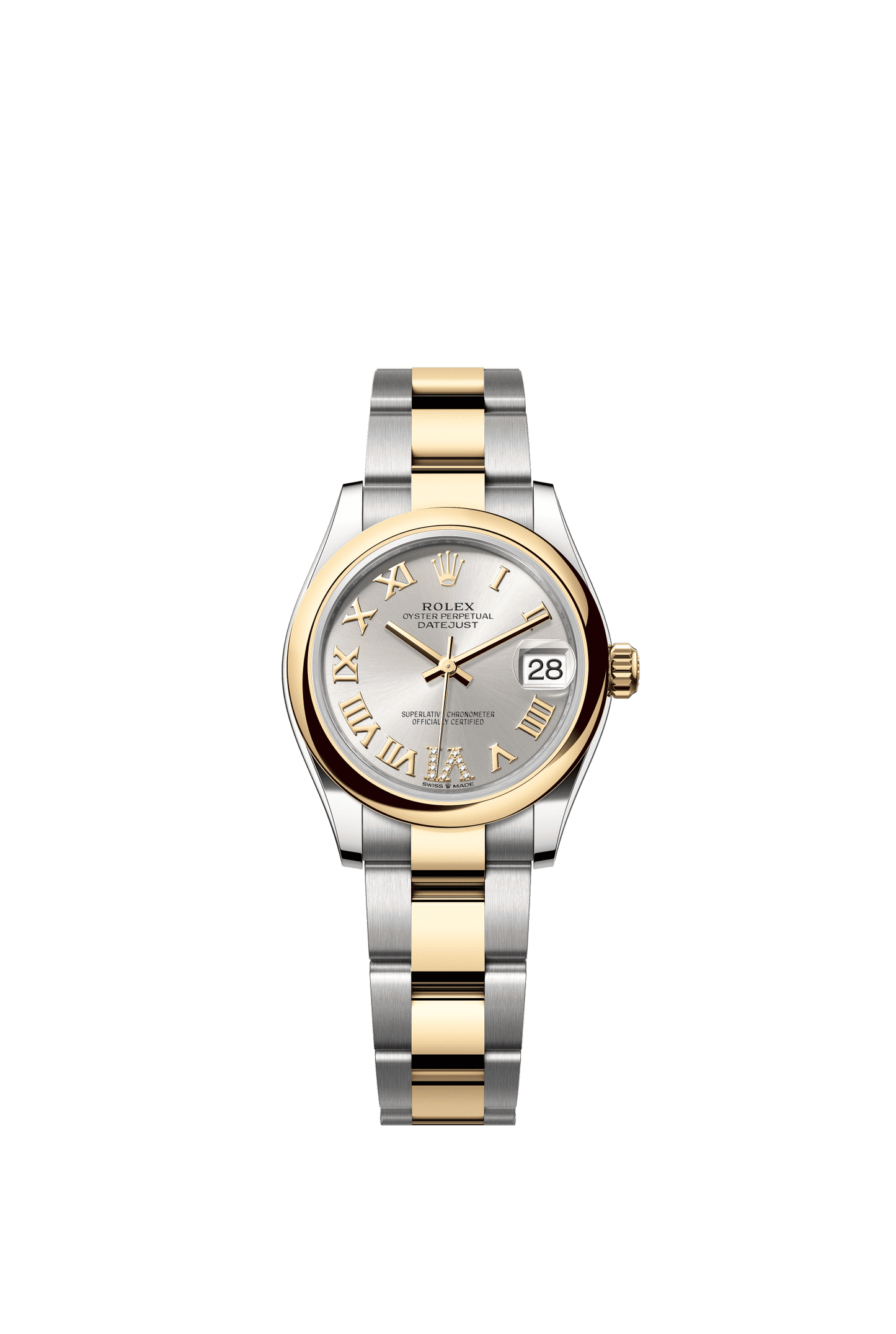 Rolex Datejust 31 31 mm Silver Set With Diamonds Dial Oystersteel and 18k Yellow Gold Oyster Bracelet m278243-0003