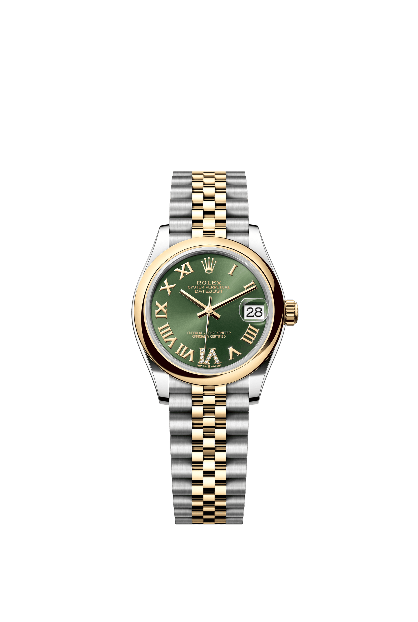 Rolex Oyster 31 mm Olive Green Set With Diamond Dial Yellow Rolesor - Combination Of Oystersteel And Yellow Gold Jubilee m278243-0016