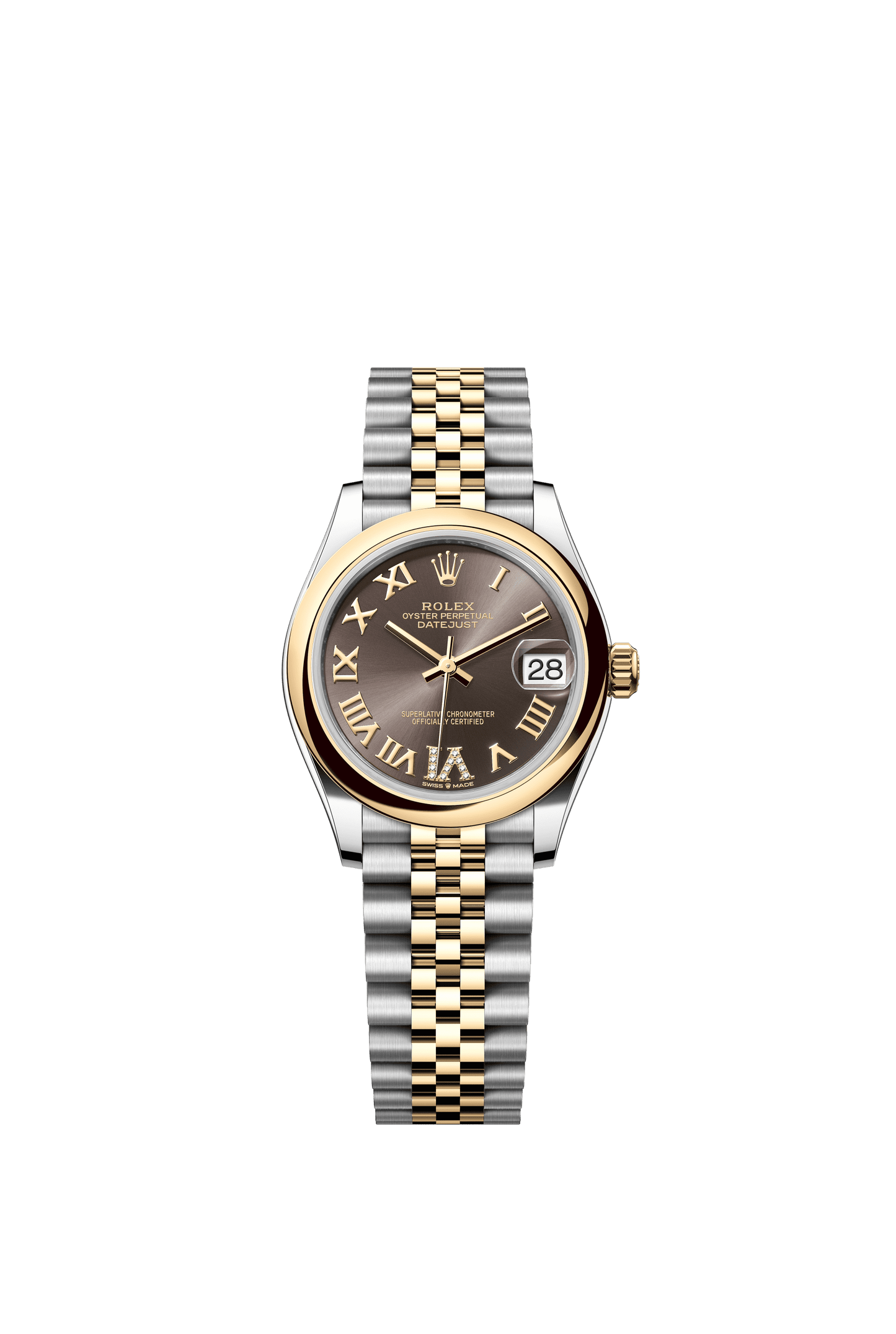 Rolex Oyster 31 mm Dark Grey Set With Diamond Dial Yellow Rolesor - Combination Of Oystersteel And Yellow Gold Jubilee m278243-0018