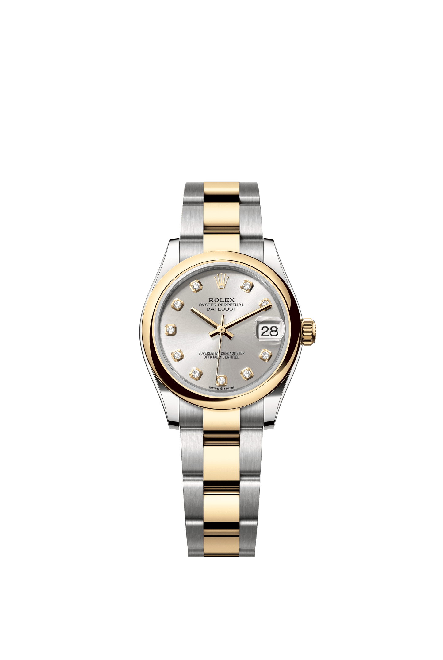 Rolex Datejust 31 31 mm Silver Set With Diamonds Dial Oystersteel and 18k Yellow Gold Oyster Bracelet m278243-0019