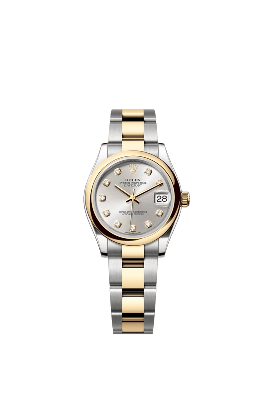 Rolex Datejust 31 31 mm Silver Set With Diamonds Dial Oystersteel and 18k Yellow Gold Oyster Bracelet m278243-0019