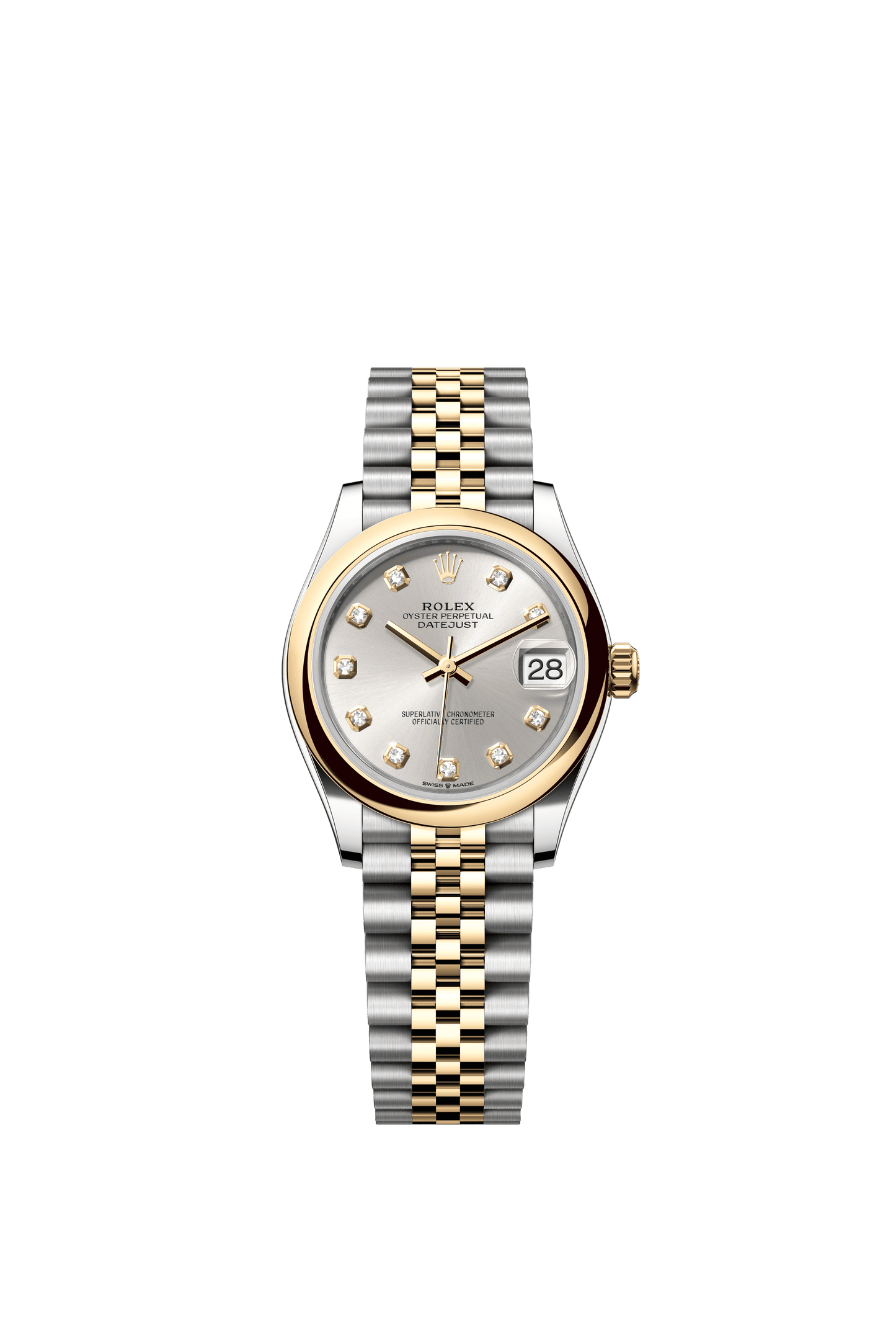 Rolex Oyster 31 mm Silver Set With Diamond Dial Yellow Rolesor - Combination Of Oystersteel And Yellow Gold Jubilee m278243-0020