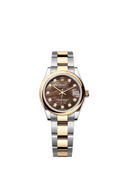 Rolex Datejust 31 31 mm Black Mother-Of-Pearl Set With Diamonds Dial Oystersteel and 18k Yellow Gold Oyster Bracelet m278243-0023